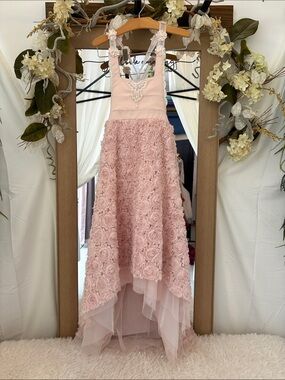 Dollcake Blush Pink Rosette High-Low Formal Dress
